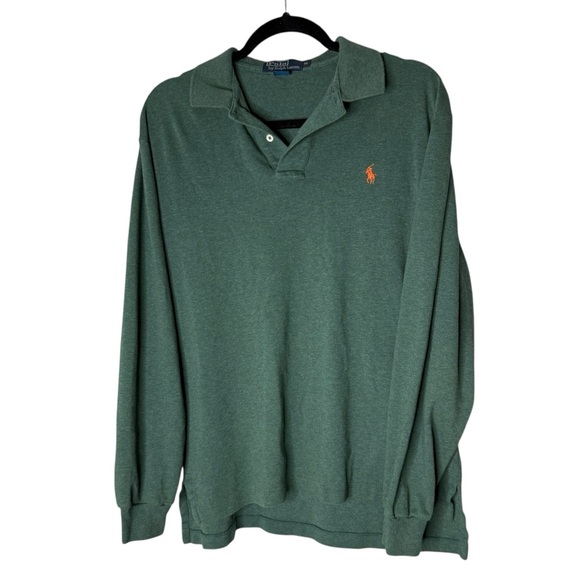 Men’s Polo by Ralph Lauren Forest Green Long Sleeve Polo - Picture 1 of 4